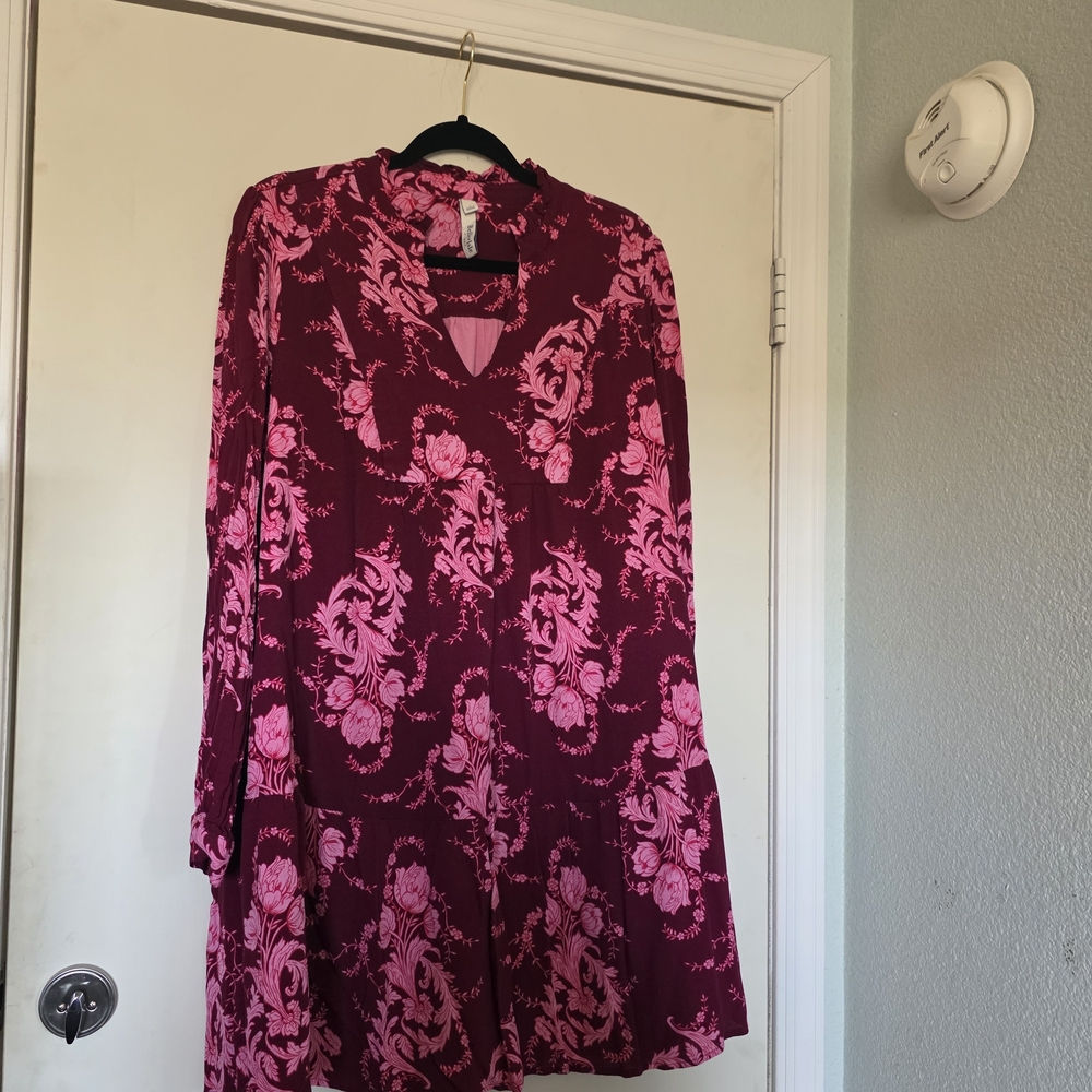 Torrid Pink Floral Long Sleeve Dress